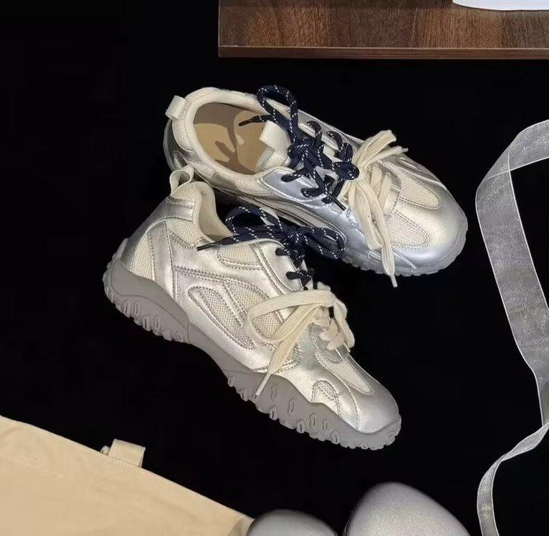 Retro German training shoes women's 2025 summer new leather Korean version versatile mesh breathable casual sports Forrest Gump dad shoes