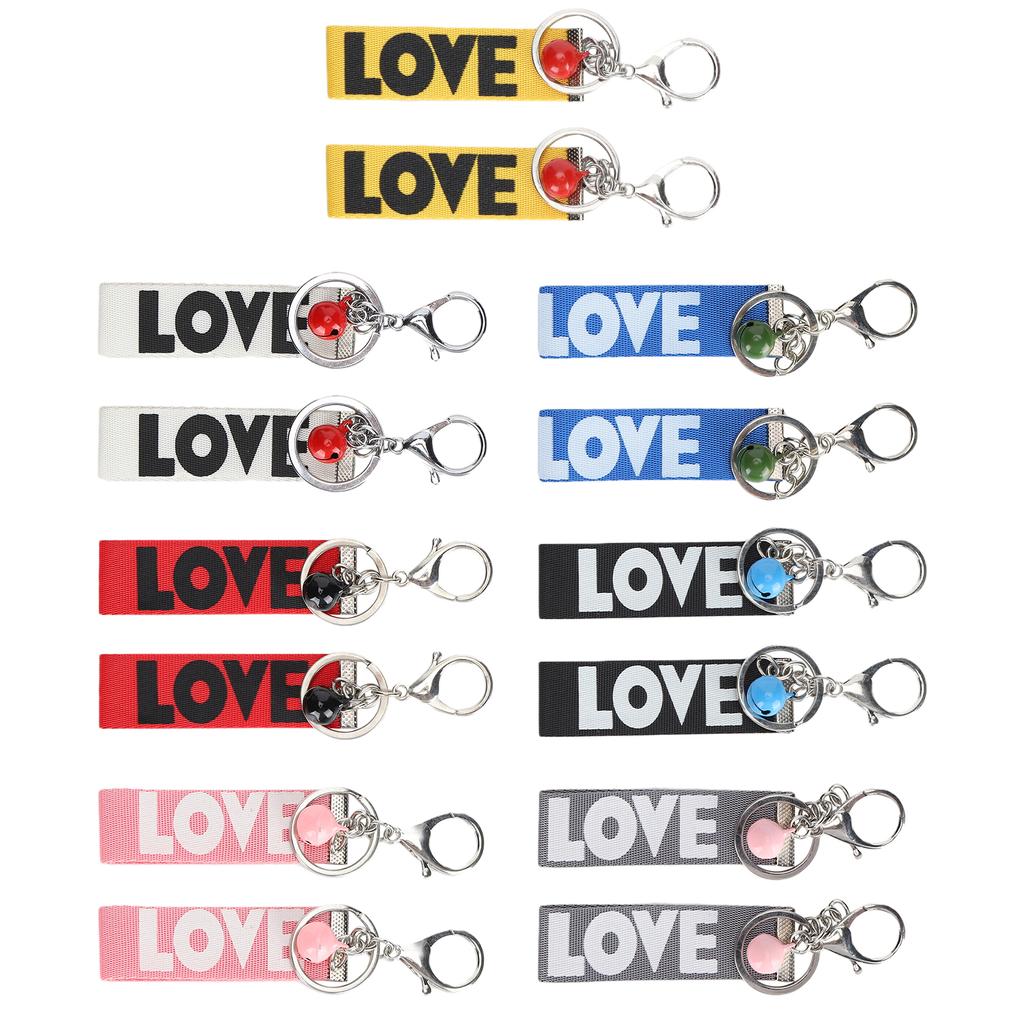 14PCS Key Chain with Tinkle Bell Polyester MultiColor for Schoolbag Suitcase Gift