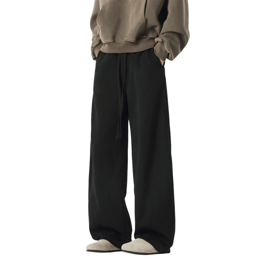 Men's Casual Wide-Leg Gray Sweatpants With Comfortable Loose Fit And Soft Fabric, Perfect For Streetwear