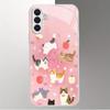 Pink cute cartoon animal silver plated glass phone case suitable for Samsung GalaxyS26 S25 S24 S22 S21 S20FE/Ultra/Plusanti drop