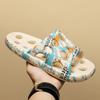 Fashion Printed Bathroom Shower Slippers Man Hollow Out Leak Women Slides Summer Eva Shoes Soft Anti-Slip Couple Indoor Outdoor Sandals