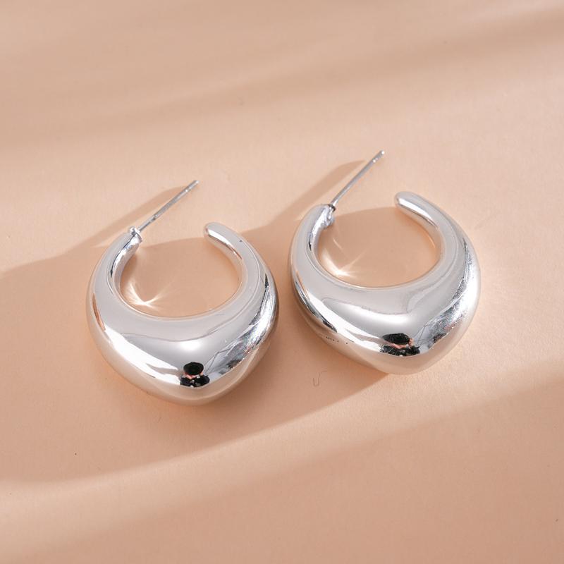 

Simple Gold Color Circle Geometric Hoop Earrings for Women Fashion Oval Hollow Ear Buckle Earrings Design Inspired Party Zircon медный