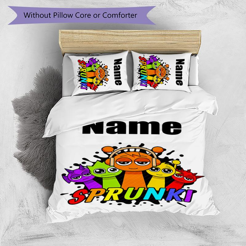 3pcs SPRUNKI12 Cover Set - Personalized Name, HD Printed Bedding with 1 Cover and 2 Pillowcases - Perfect for Home Decor, Easy Care