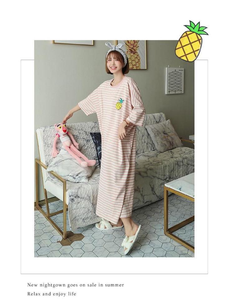 Popular Summer Milk Silk Cartoon Nightdress for Women - Short Sleeve, Loose Fit, Ideal for Students