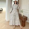 South East Asia People Cotton Floral Long Dress Bohemian Long Sleeve Loose Dress Fat Girl Plus Size Maternity Skirt