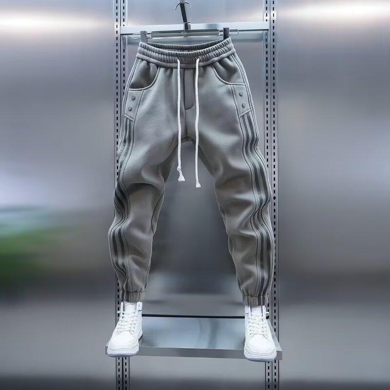 Mens Spring Autumn Casual Pants With Elastic Waist And Tapered Fit For Daily Wear