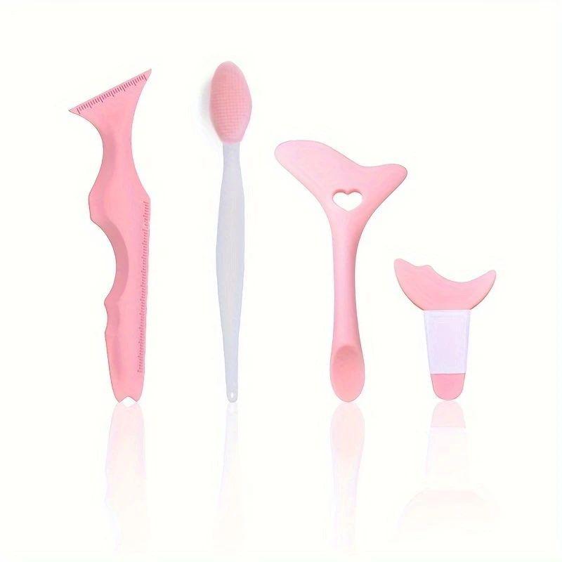 4pcs Beauty Eyeliner Multifunctional Silicone Eyelashes & Brows,  Aid for All Skin Types  Eyeliner Stencil Set Tools for Perfect