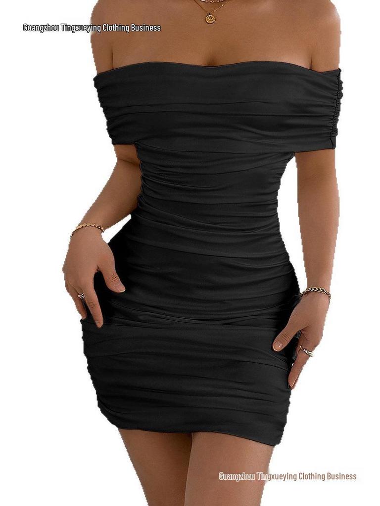 European & American Sexy One-Shoulder Bodycon Sheath Dress for Women