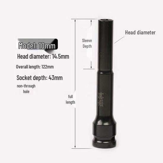 Electric Wrench 1/2 Square Thin-Walled Extended Socket 6mm