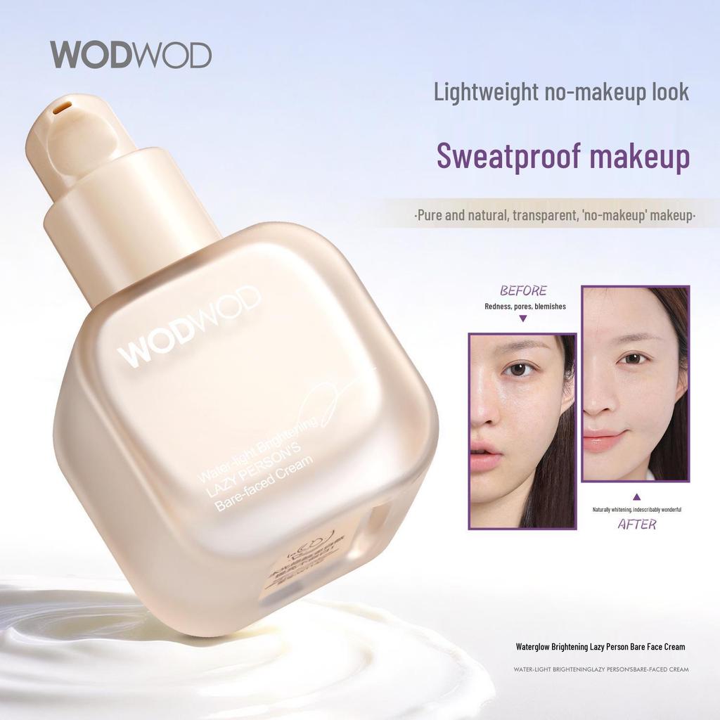 WODWOD Water Light Brightening Bare Skin Cream - Natural, No White Cast, Light Application, No Makeup Removal Needed