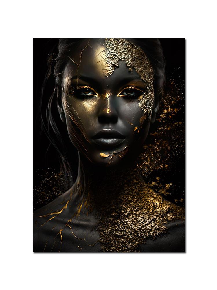 

Черное золото Африканская женщина Портрет Плакат Холст Картина Абстрактная Настенная Картина Для Современной Гостиной Украшения Дома 50x70cm No Frame