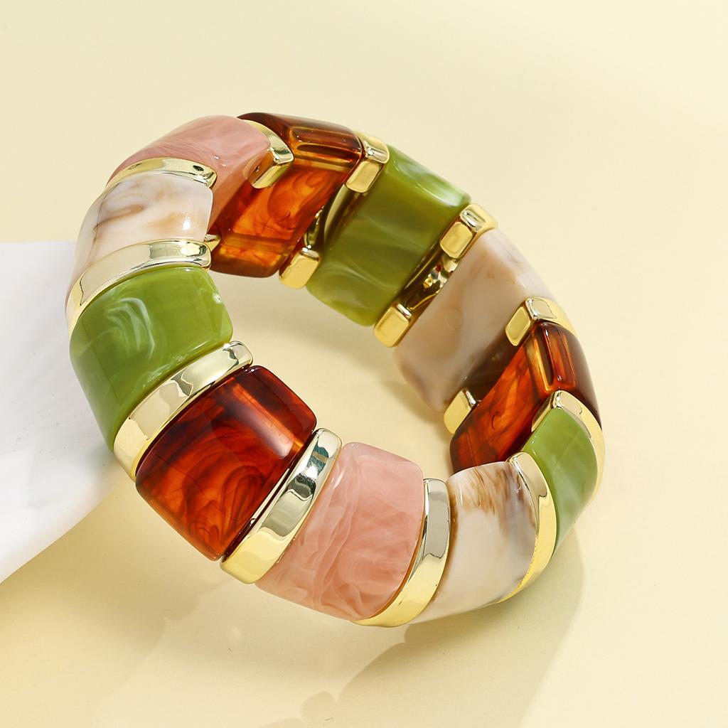 Exaggeration Punk Thick Wide Acrylic Elastic Rope Bracelet Retro Fashion Boho Bracelet Temperament Jewelry for Women