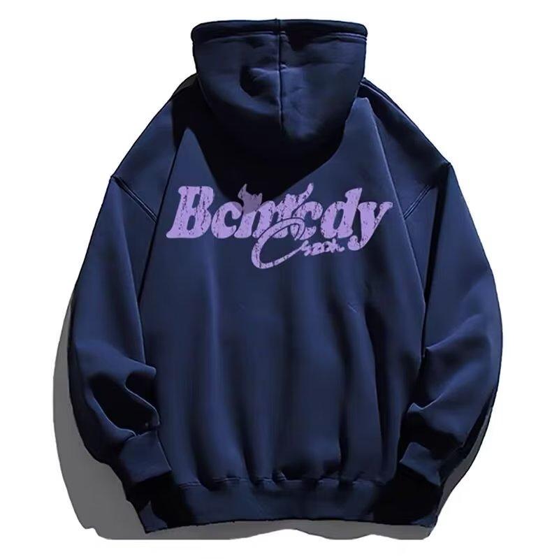 

Мужская толстовка с капюшоном весной и осенью, свободная и модная универсальная куртка с буквенным принтом, мужская толстовка с длинными рукавами, повседневный топ 3XL темно-синий