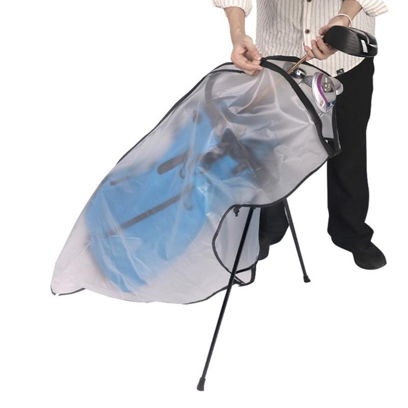 Foldable Golf Club Bag Cover for Rainy Play, Transparent PVC Golf Bag Protector Guard with Lower Fastener Point for Easy Carry and Storage