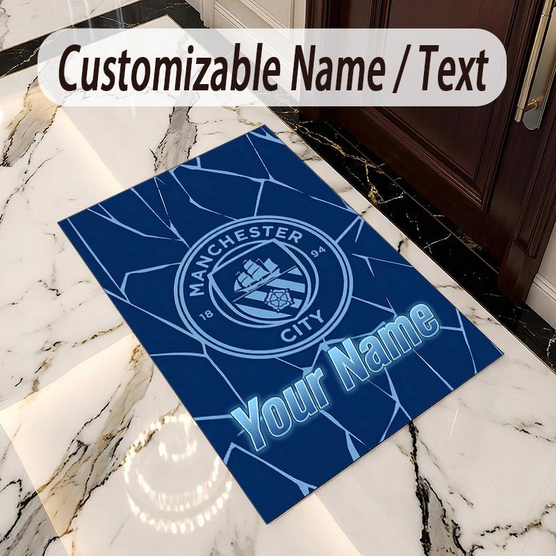 Crystal Velvet Rug Manchester City Print Custom Name Text Floor Mat Home Decor