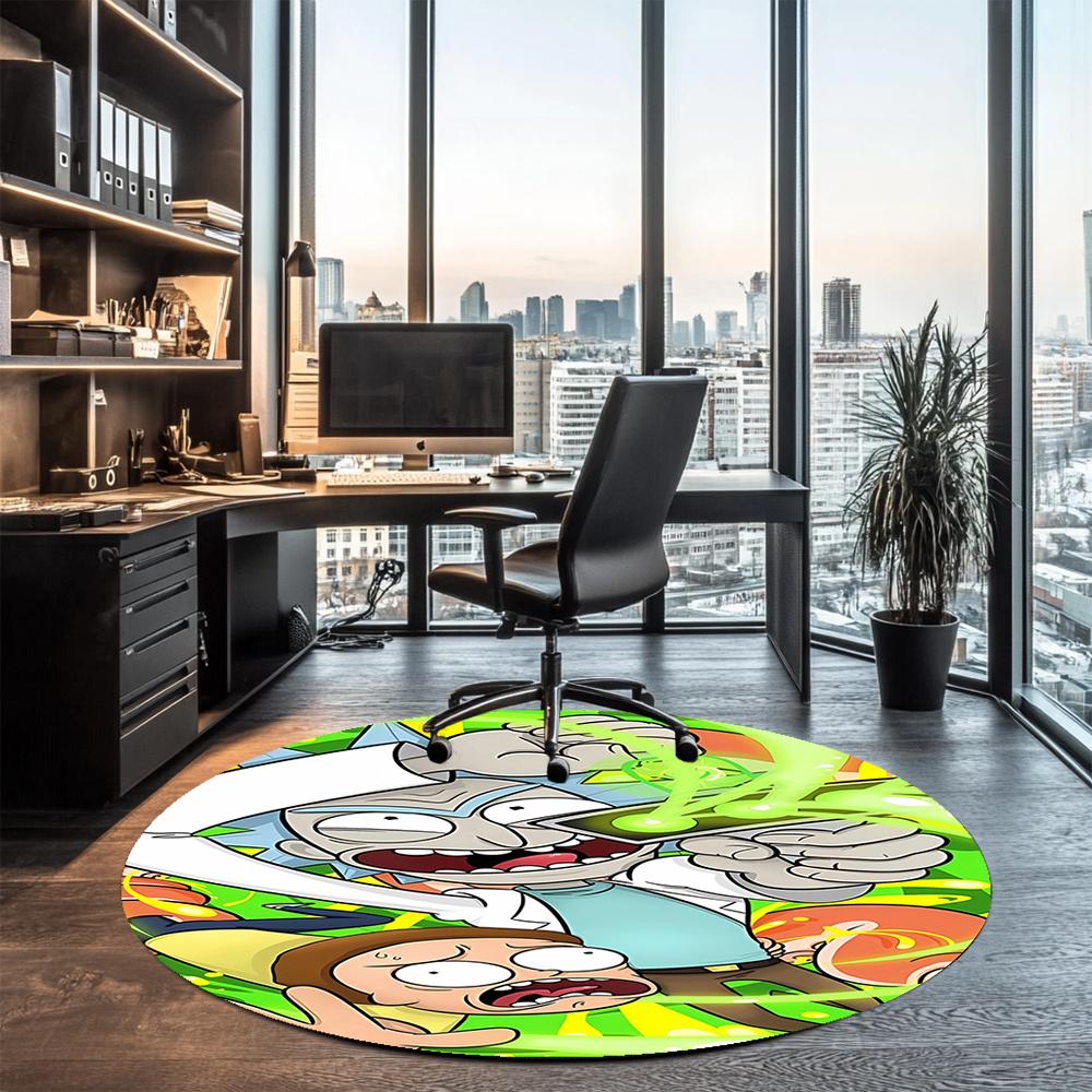 Rick and Morty Printed Round Rug Carpet Chair Rug Area Rug Entryway Doormats,for Office Chair Living Room Bedroom Kitchen Room.