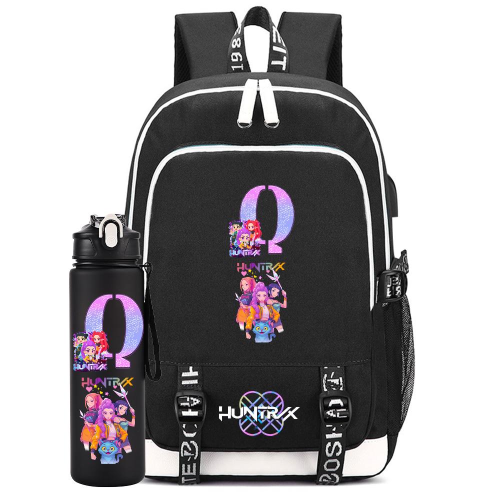 2Pcs/set Cartoon Backpack Large Capacity Bookbag With 750ml Water Bottler Laptop Student Boy Girl School Bag Travel Bag Kid Gift