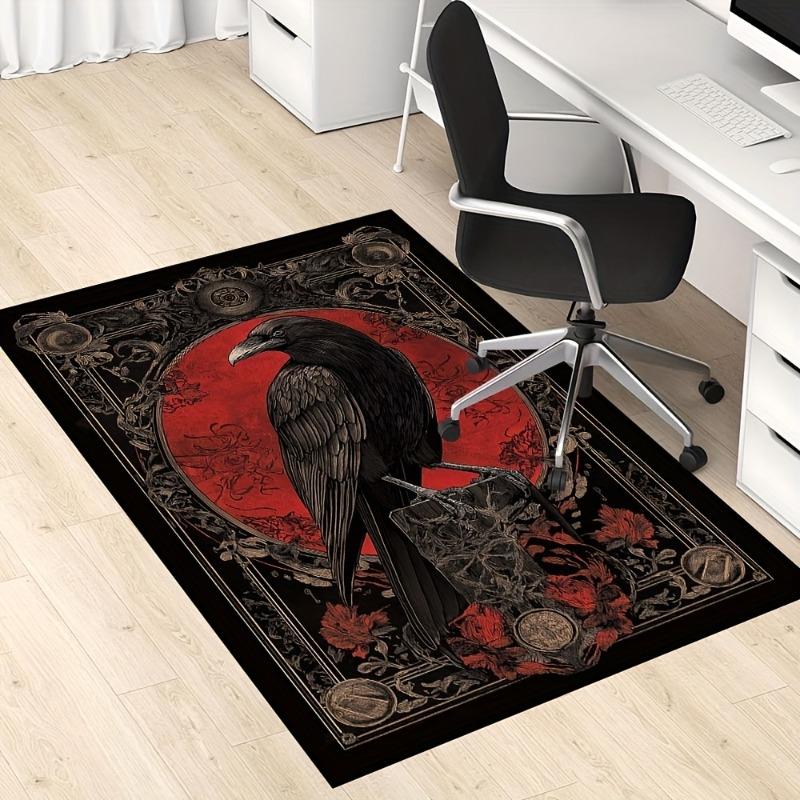 Luxurious Gothic-Inspired Black Raven Red Flowers Living Room Bedroom or Office Decor Bedroom Accent Rug Artistic Rug Design