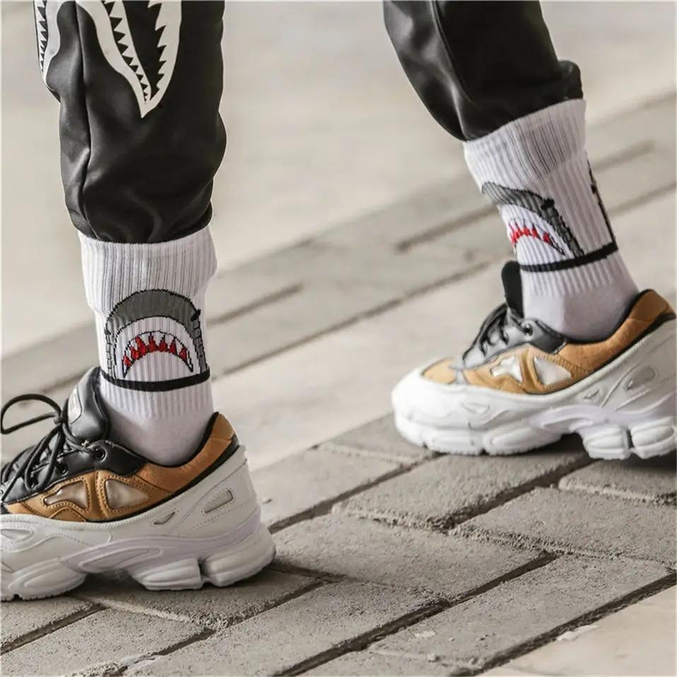 New Spring summer high Quality Harajuku Style shark Socks For Women Men's Cotton Hip Hop Man Breathable Socks