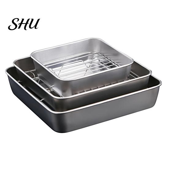 Roasting Pans Anti-deformed Baking Pan Unbreakable Stainless Steel Smooth Cookie Sheet Edges Square Food Plate Household Supplies