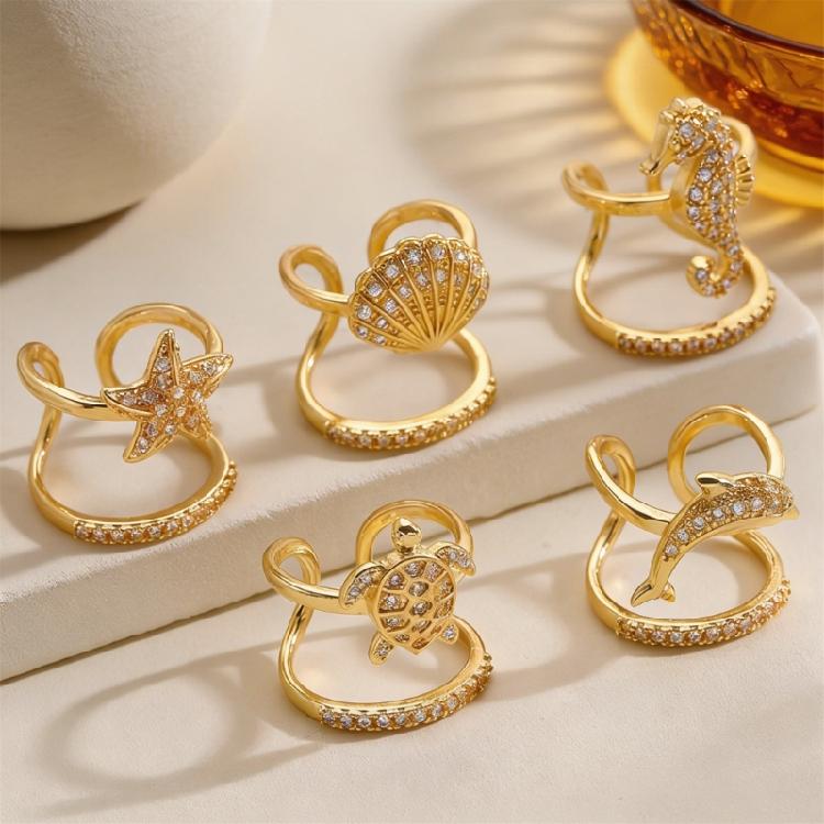 5Pieces Trendy Nail Opening Rings with Ocean Theme Nail Rings Stainless Steel Texture for Nail Accessories and Gifts