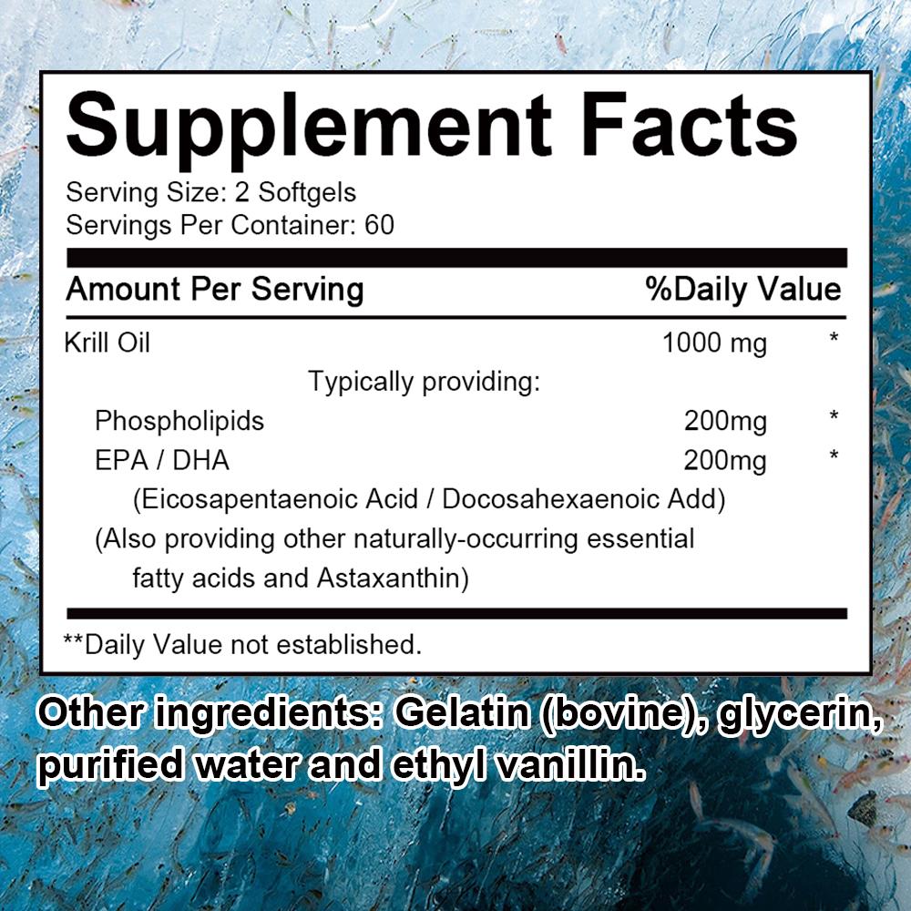 Krillöl, Astaxanthin 1000 mg/Portion, 120 Kapseln Nahrungsergänzungsmittel