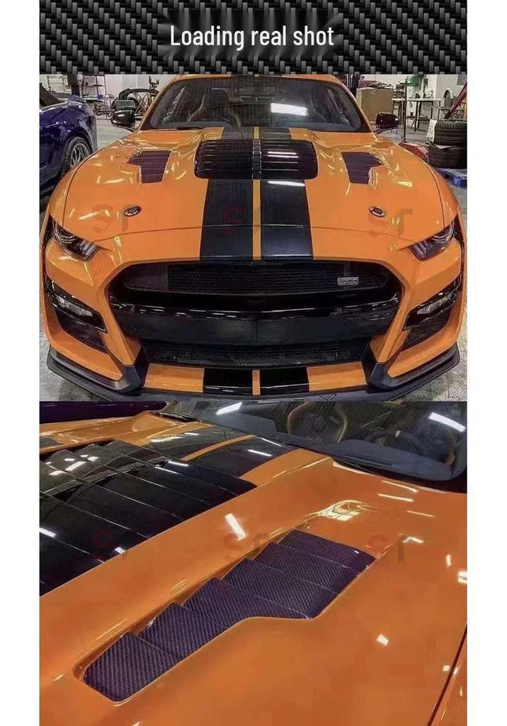 Compatible Carbon Fiber Hood for 2015-2017 Ford Mustang, GT500-Style Modification.