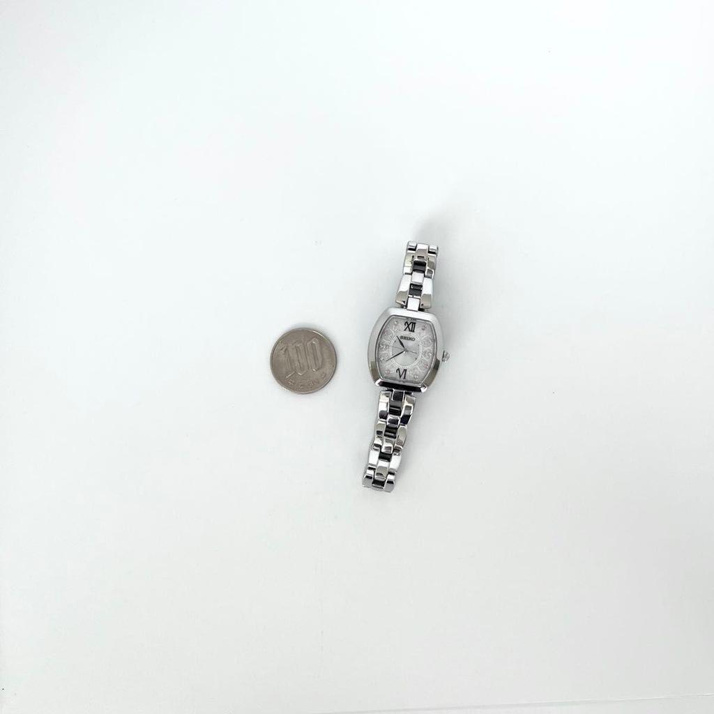 Used [In operation] Polished Seiko SEIKO ladies watch radio solar good condition silver white dial s2408