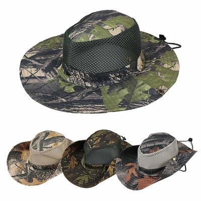 Outdoor Sunhat Hunting Fishing Cap Outdoor Wide Brim Sun Cap Mesh Breathable Camouflage Leaves Hat Man Sun Cap
