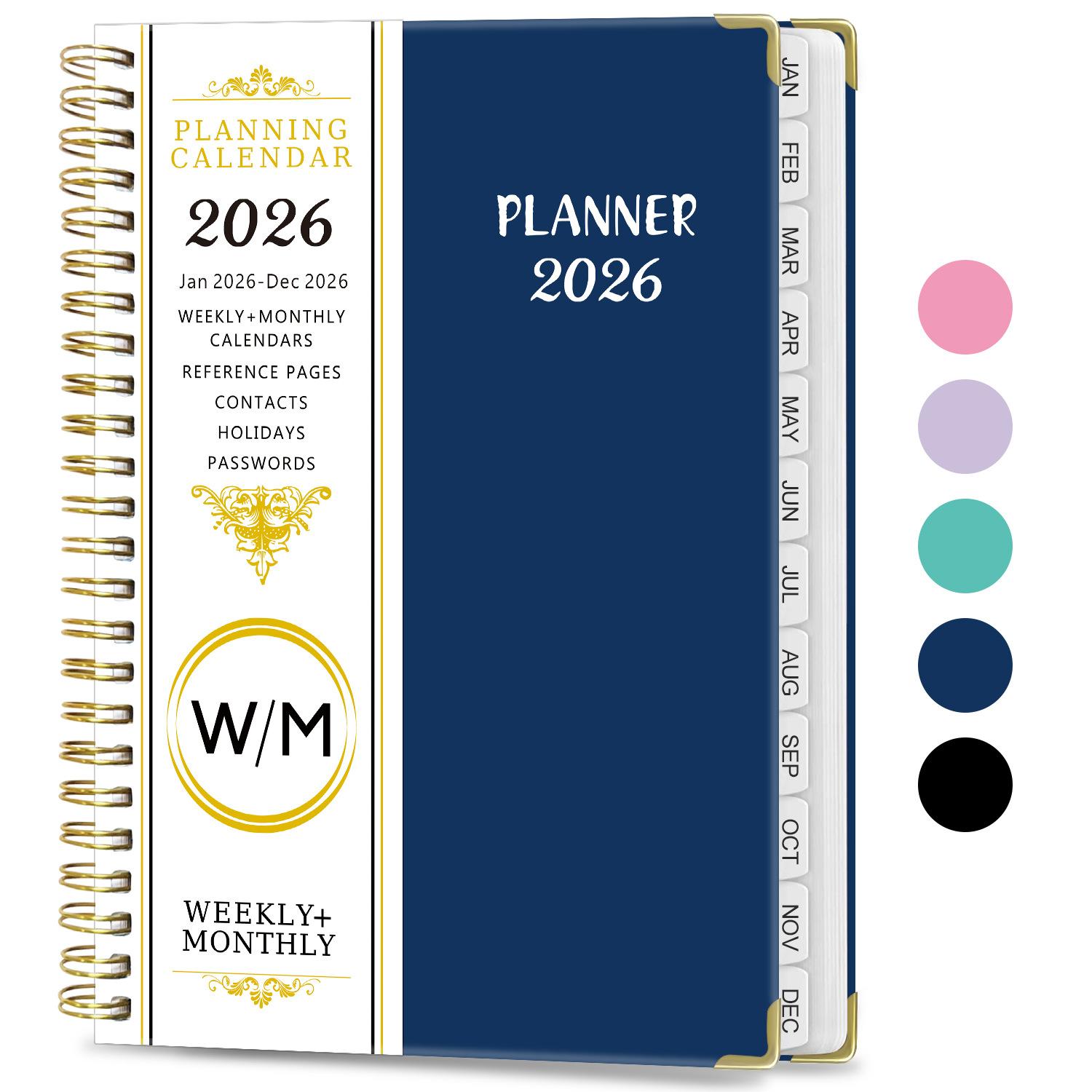 

2026 Planner, Weekly and Monthly Academic Planner - Planning and Schedule - A5 (6.3 inches x 8.5 inches) Dark Blue темно-синього кольору