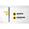 Équerre combinée inox 300 mm - fiole 360° - moulée sous pression, 90°/45° trusquin, graduations mm/pouces