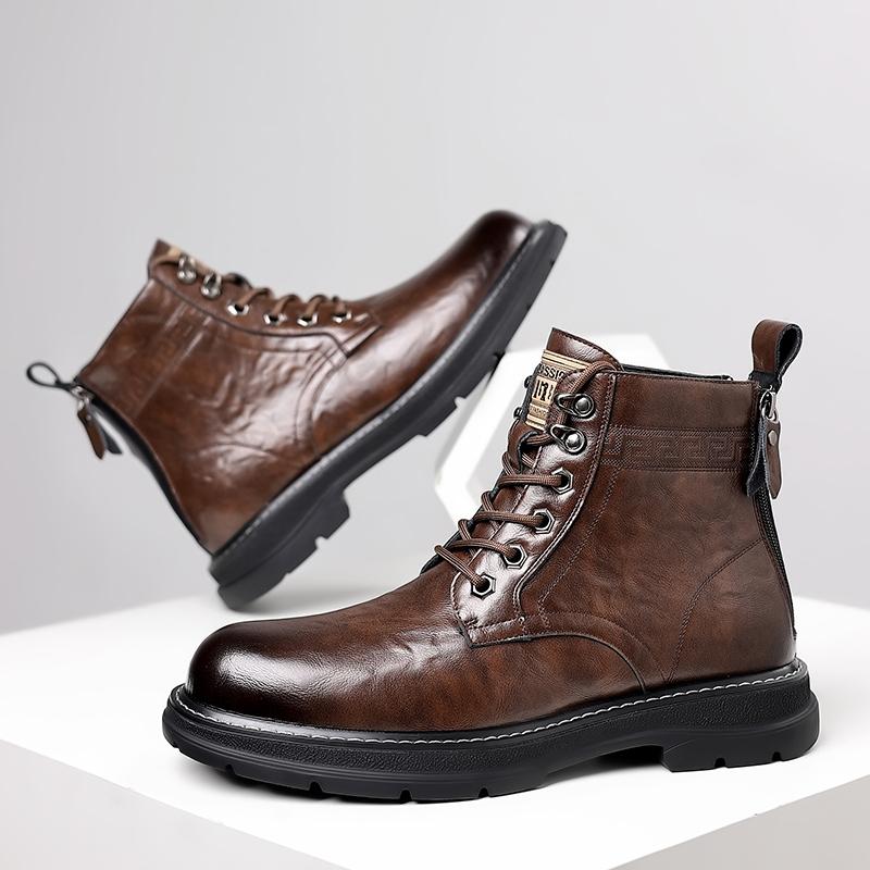 British Style Men's Genuine Leather Boots Fashionable Business Short Boots Winter Ankle Boots Men's Work Boots Versatile