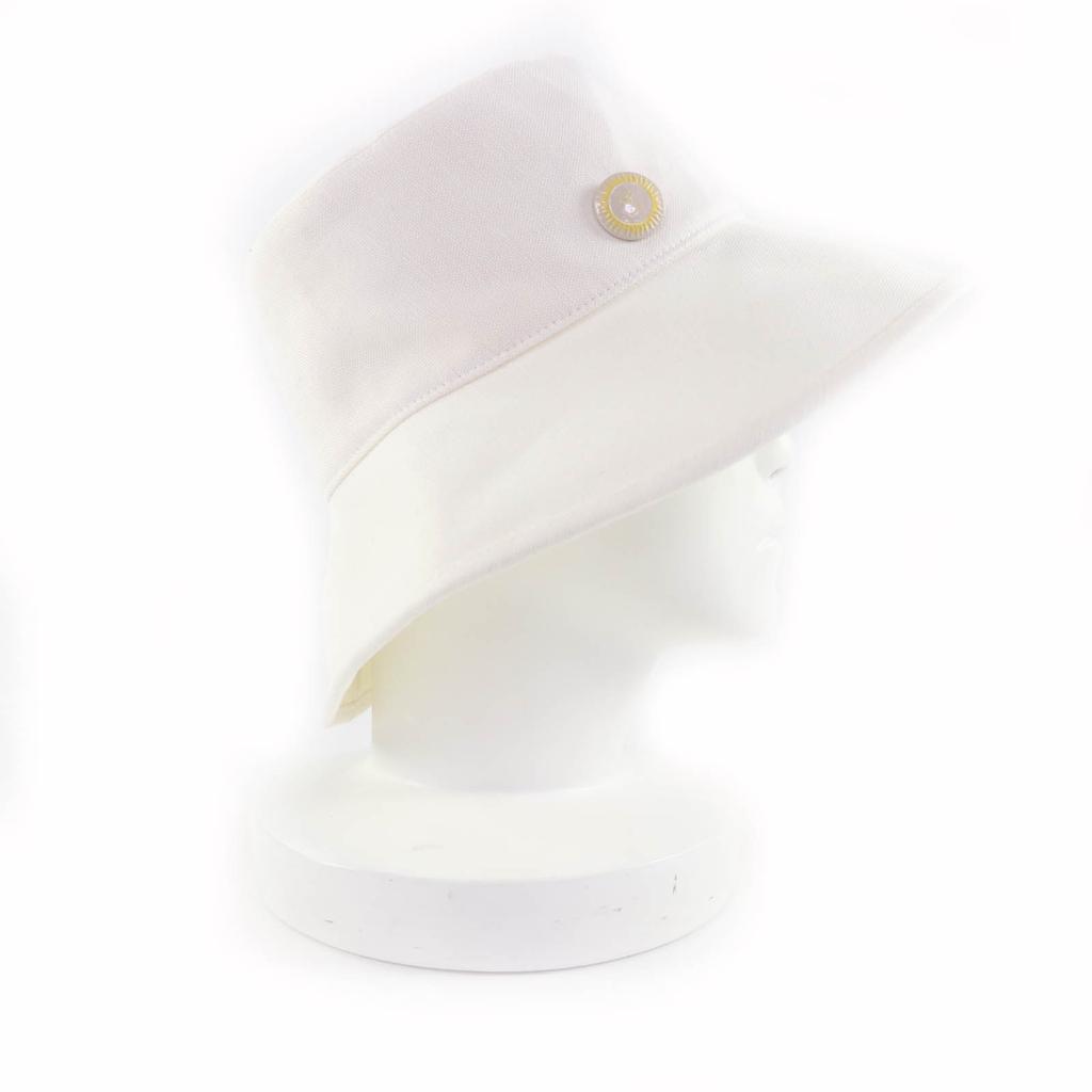 Excellent HERMES hat Gaelle white Hemp Women 58 Used