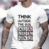 Retro Men's T-Shirt Think Outside The Box Print Short Sleeve T-Shirt Summer Casual Tees Top Loose Oversized T-Shirt for Men