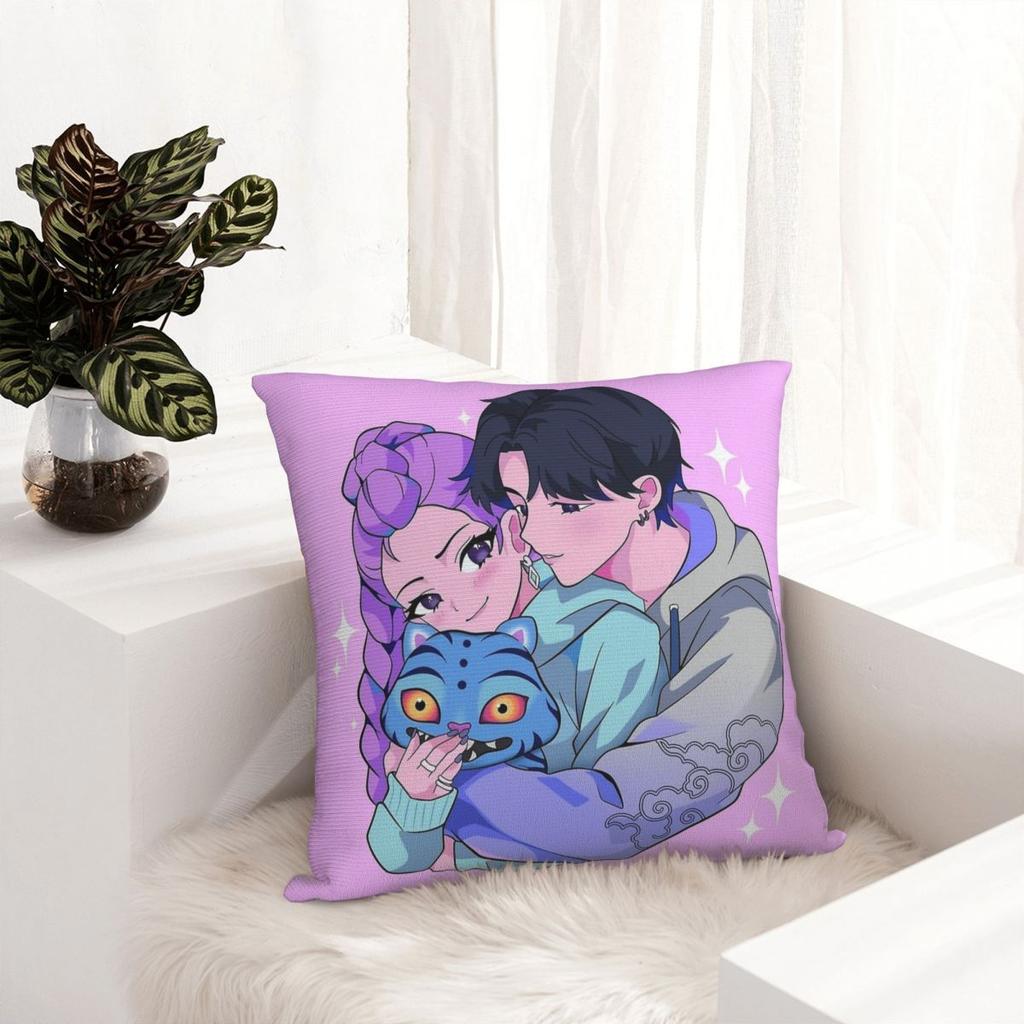 KPop Demon Hunters Pillowcase Printing Fabric Cushion Cover Gift Throw Pillow Case Cover Home Square 45X45cm