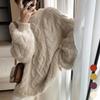 Open Run ElhillS Damen S Winterpullover Rundhals Zopfmuster 4 Farben