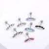 Punk Stainless Steel Bar Stud Earrings Fashion Crystal Gem Earrings Ear Piercing Cartilage Helix Tragus Earrings Body Jewelry