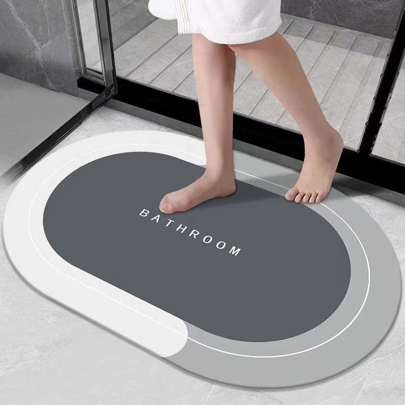 Minimalist Non-Slip Diatomaceous Earth Bath Mat - Absorbent, Dirt-Resistant, Easy-to-Clean Doormat for Bathroom and Entrance.