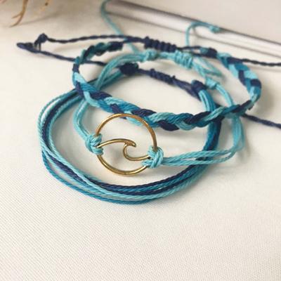 3 Pezzi Donna Estate Spiaggia Onda del Mare Bracciale a Filo Braccialetto Regolabile Gioielli Regalo