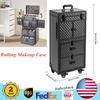 2-Drawer Rolling Lockable Makeup Case, Wheeled Beauty Case, Large 33.07 Lbs with Combination Lock