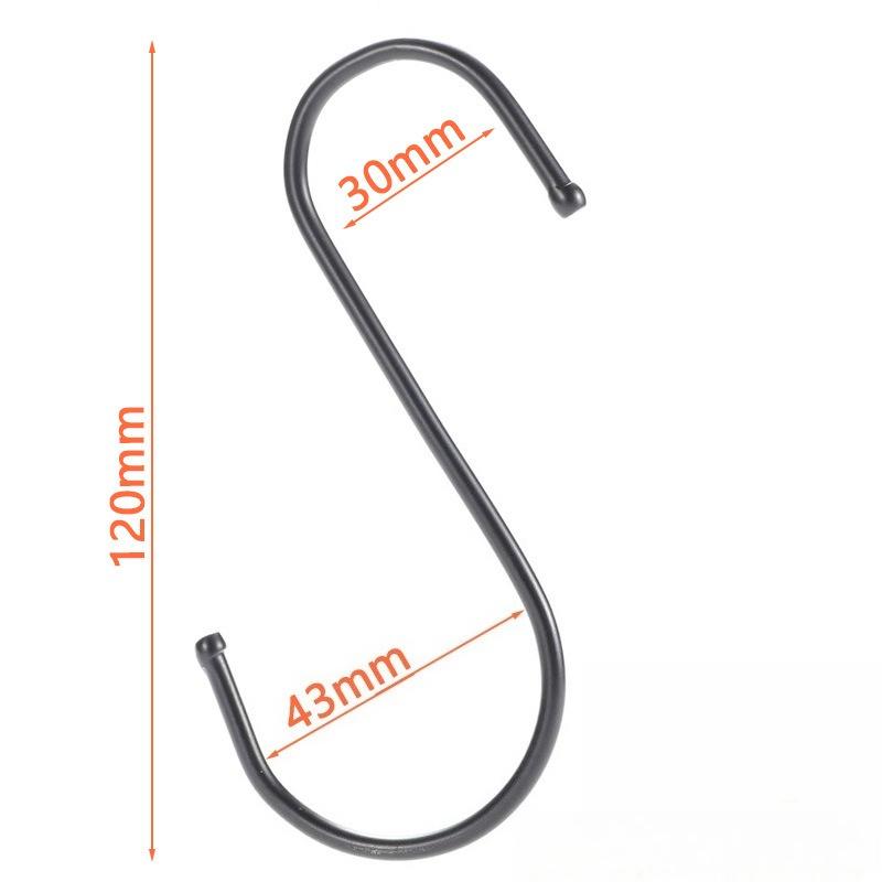 

1/5/10 шт. S-образные крючки из нержавеющей стали с острым концом, крючки для подвешивания кухонной утвари, мяса, одежды для мясной лавки, кухни, инструментов для выпечки 10pcs L чёрный