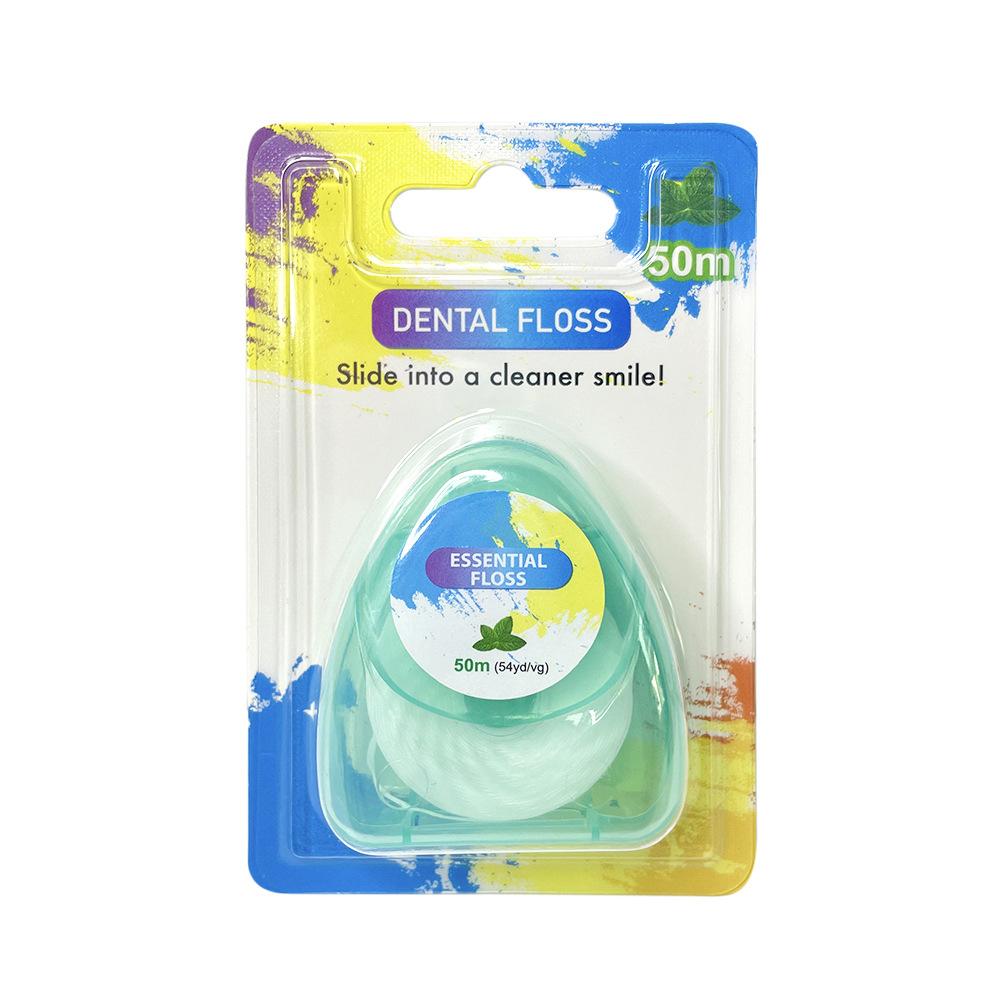 50M Triangle Dental Floss Ring Disposable Micro-Wax Floss Gentle Cleaning Mint Floss Roll Interdental Cleaning Tool