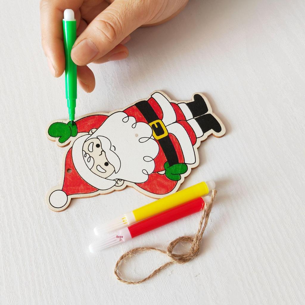 Christmas DIY Cartoon Wooden Easel: Creative Colorful Doodle Board Hanging Decoration