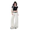 2026 Spring/Summer Women's Casual Washed Pleated Wide-Leg Low-Waist Slimming Jeans