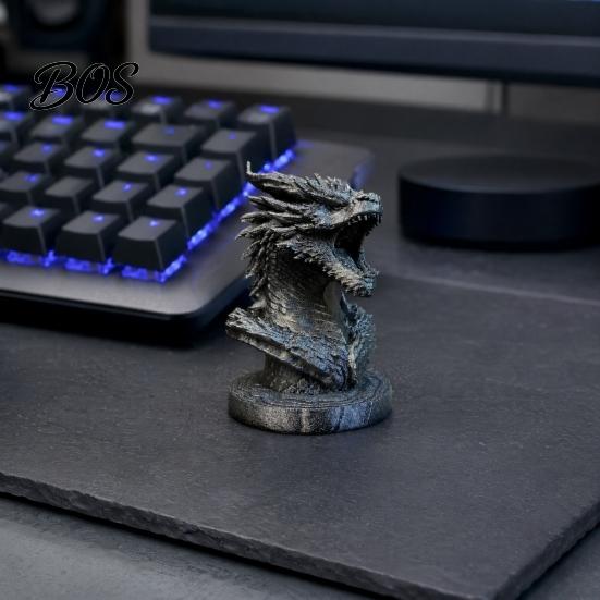 Industrial Style Dragon Art Head Figurine, 3D Printed Fantasy Statue, Mythical Retro Decor Animal Sculpture for Home Office Desk Decor, Gift