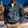 Herren lässiges Weihnachtsdruck Viertelreißverschluss Sweatshirt mit Kragen