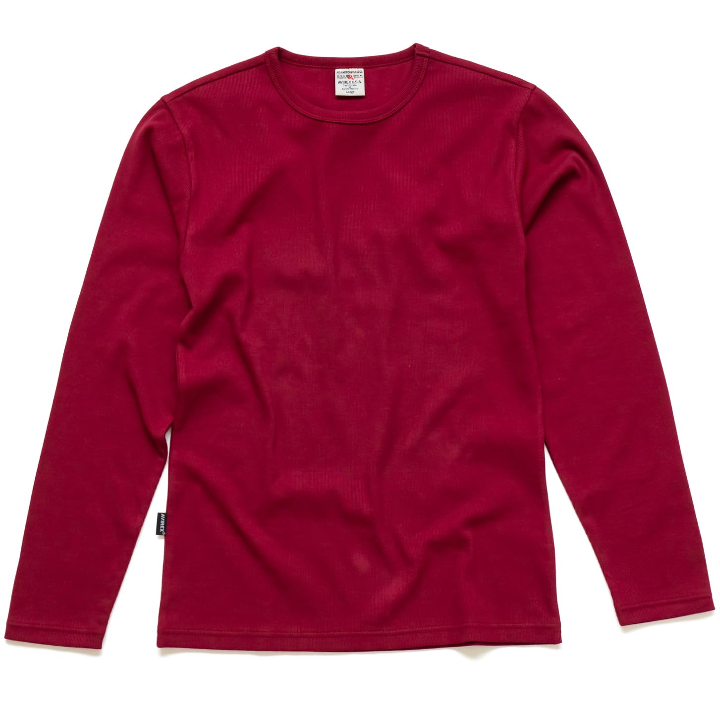 

Avirex Official Crewneck Long Sleeve T-Shirt, Daily Rib Crewneck Tee, 7834930019 (6153481), Bordeaux (Wine Red), Size Small