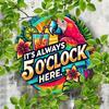 Vintage Round Metal Sign 5 O Clock Floral Decor Retro Tin Wall Art 8x8 Inch Home Pub Bar Kitchen Hanging