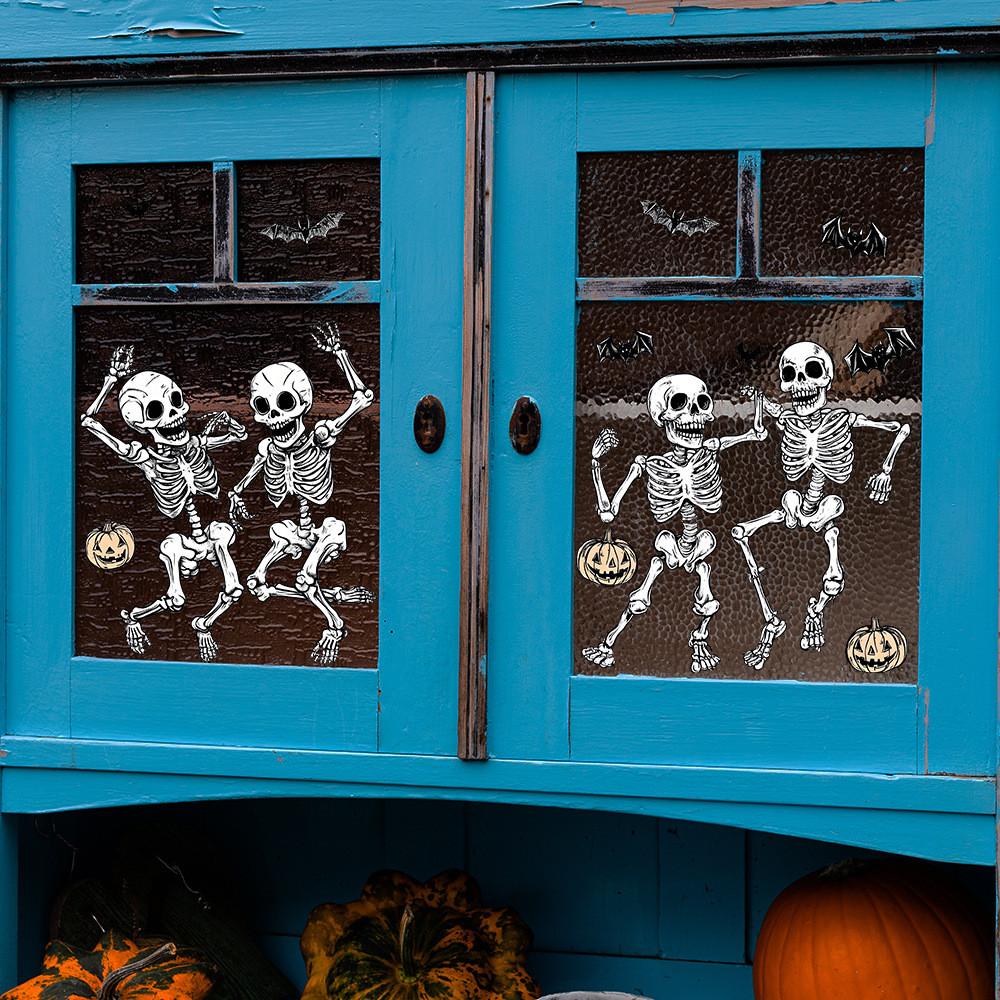 Uv Halloween Static Glueless Pvc Bat Skeleton Home Decoration Stickers Wall