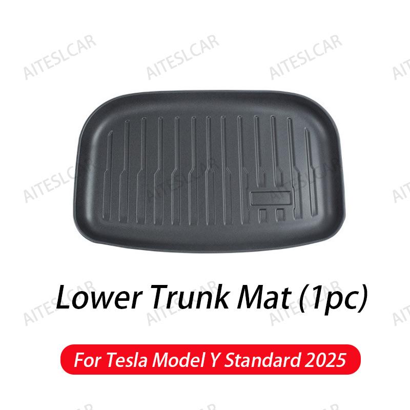 For New Tesla Model Y Standard 2025 Front and Back Trunk Mat TPE Carpet Waterproof Weather-resistant Pads Up and Down Layer Mats